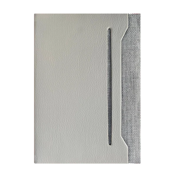 NOTEBOOK AVEC POCHE EXTERIEURE EN TISSU GRIS