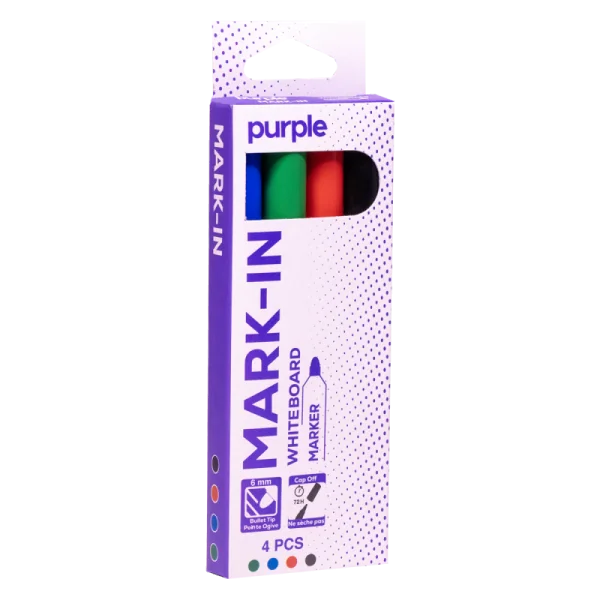 ETUI DE 4 MARQUEURS TABLEAUX MARK-IN COULEURS ASSORTIES