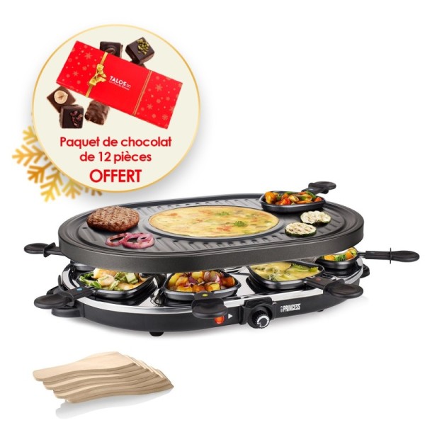 Raclette Ovale 5en1 Princess à 8 Poêlons 1200 W