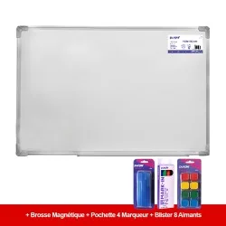 Tableau 100*200 + Brosse Magnétique Purple + Pochette 4 Marqueur + Blister 8 Aimants