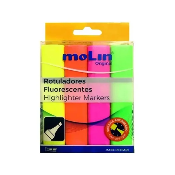 Pochette de 4 Surligneurs Molin Assorties