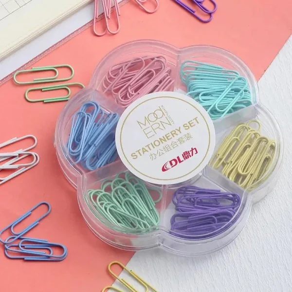 Boite de 160 Trombones 6 Couleurs Pastel Assortis