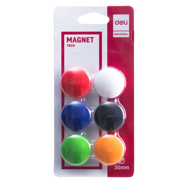 Blister De 6 Boutons De Fixation Magnétique 30mm E7825 Deli