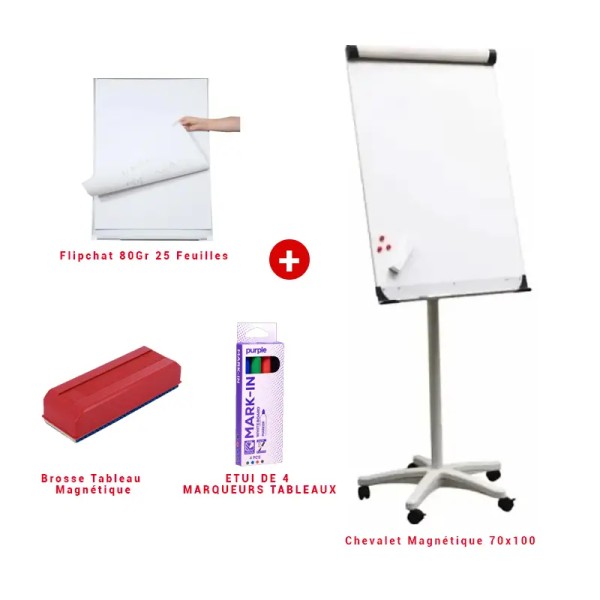 Ensemble de Réunion : Chevalet + Bloc + Marqueurs + Brosse