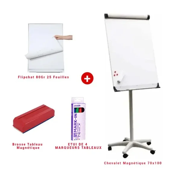 Ensemble de Réunion : Chevalet + Bloc + Marqueurs + Brosse