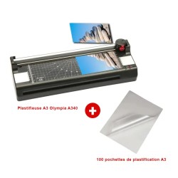 Pack Plastifieuse A3 Olympia A340  + 100 Pochettes 80 microns