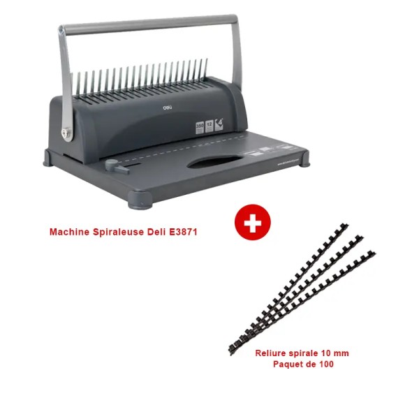 Pack Reliure – Spiraleuse Deli E3871 + paquet de 100 Spirales 10 mm
