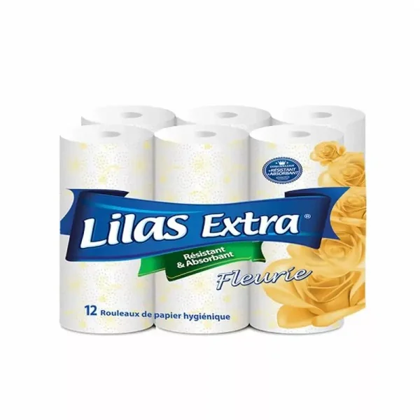 PAPIER HYGIENIQUE DE12 JAUNE FLEURI LILAS