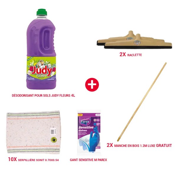 Pack Entretien Sols Complet – désodorisant  Judy, Raclettes, Serpillières & Accessoires