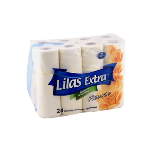 Pack 24 Rouleaux papier Toilette Fleuries Lilas