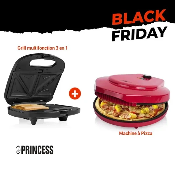 Pack Cuisine_Pizza Maker 1450 W + Grill Multifonction 3 en 1 Offert