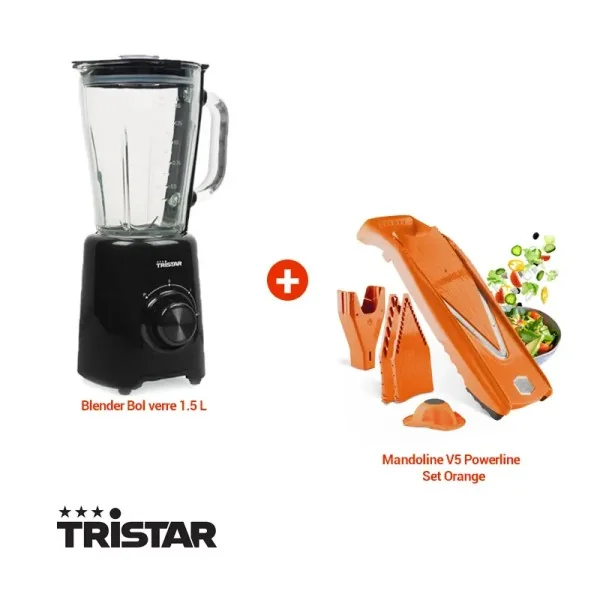 Pack Blender 500 W en Verre + Mandoline V5 Powerline Orange