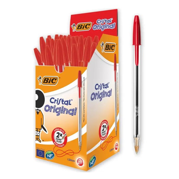 Boîte de 20 stylos bic cristal Medium Bic Rouge