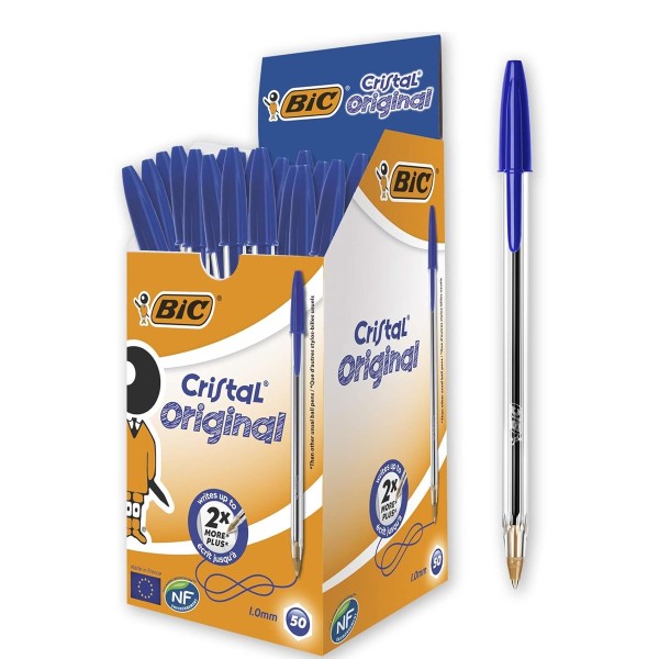 Boite de 50 stylos cristal Medium Bleu